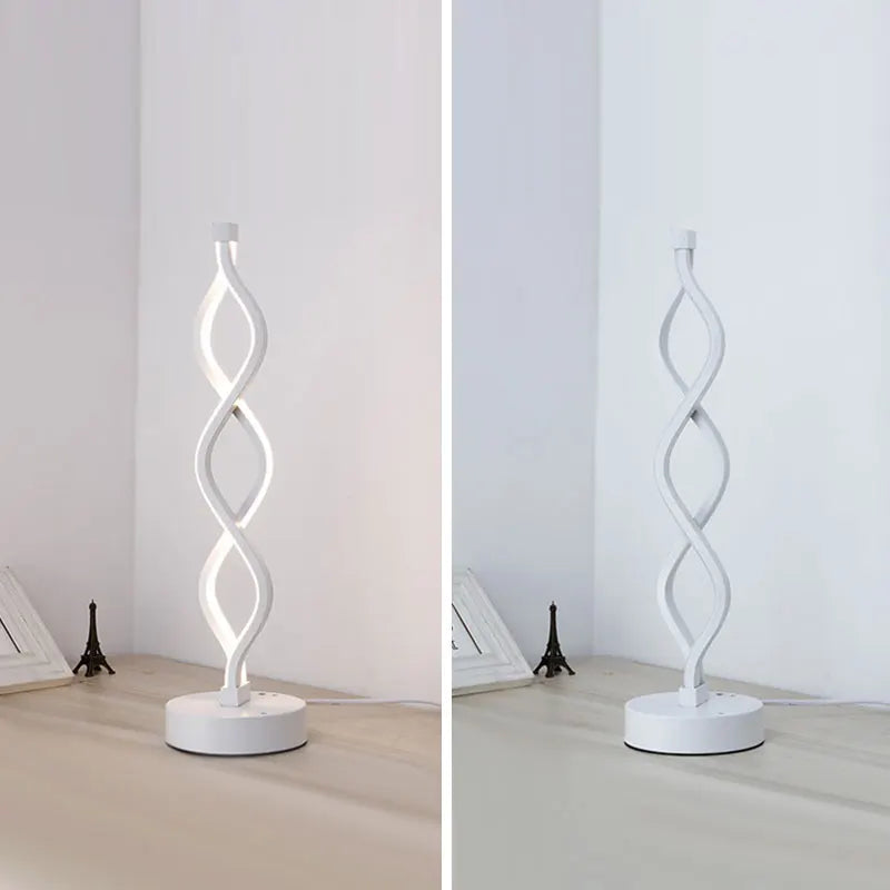 Nordic LED Strip Table Light Curved Desk Lamp Spiral Aluminum Art Table Lamp Indoor Reading Lighting Lamp Bedroom Decoration