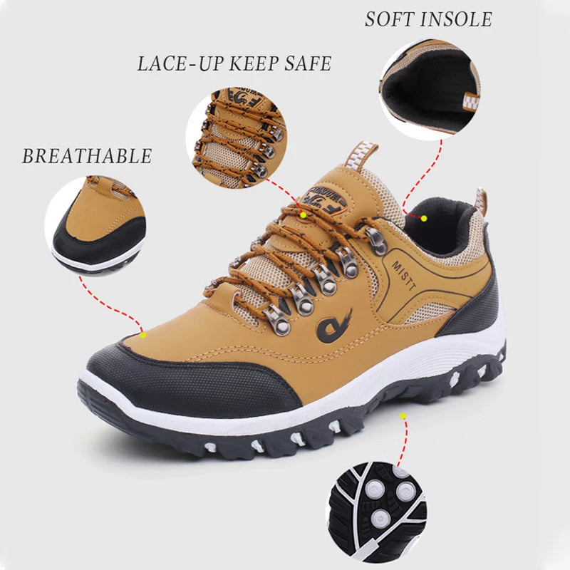 New Fall Sneakers Men Fashion Comfortable Hiking Shoes Men Leather Waterproof Anti-Slip Sneakers for Men Zapatillas Deporte