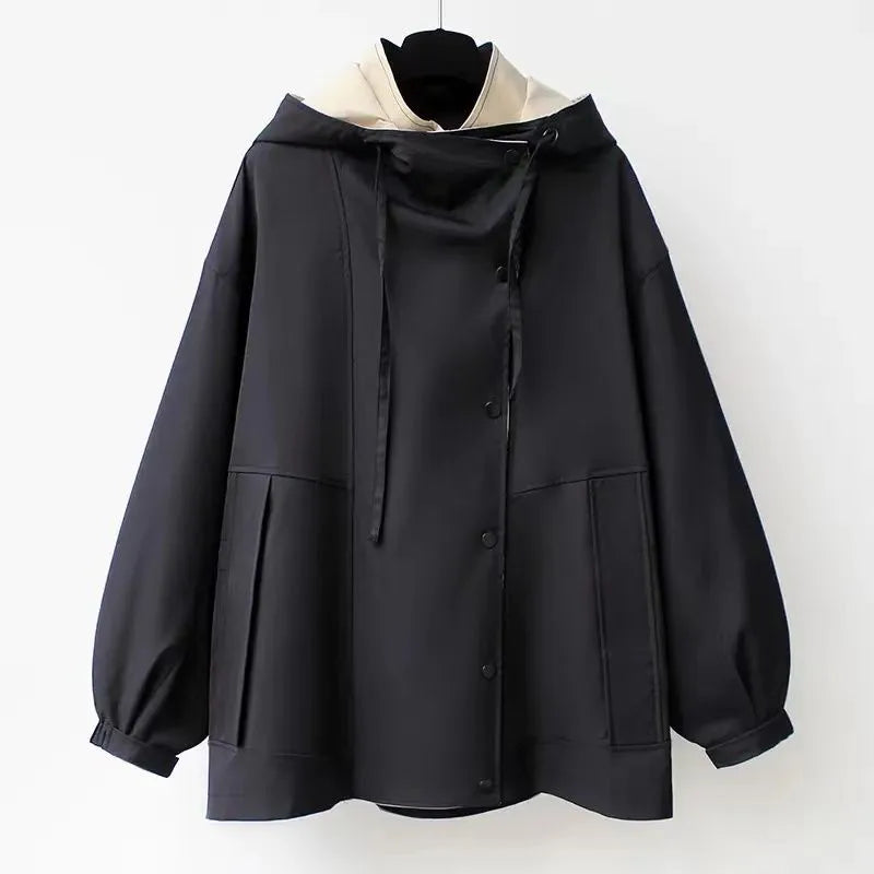 Waist Collection Mid-length Windbreaker 2023 New Korean Version New Women's Spring And Autumn Casual Coat