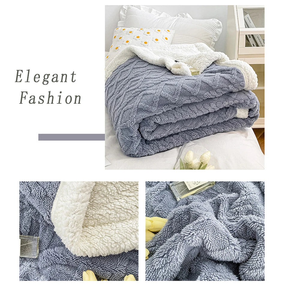 Thick Bed Blanket Double Layer New Winter Blanket Home Warm Sherpa Soft Sofa Cover Throw Newborn Wrap Kids Bedspread Bed Sheet