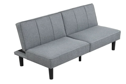 Mainstays Studio Futon Gray Linen Upholstery Folding Sofa Bed