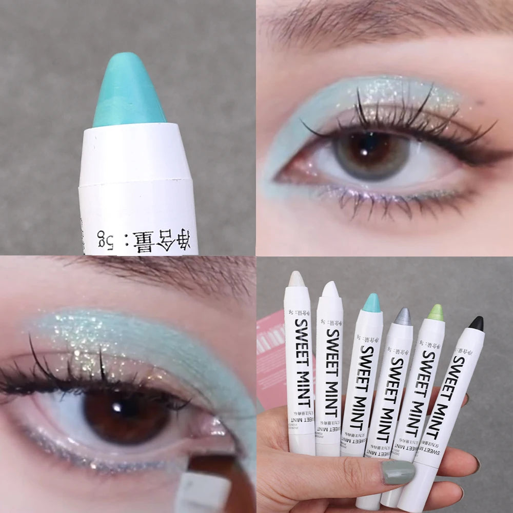 White Eyeliner Glitter Eyeshadow Stick Eyeliner Pen Matte Shiny Black Blue Green Silver Eye Liner Pen Makeup Brighten Silkworm