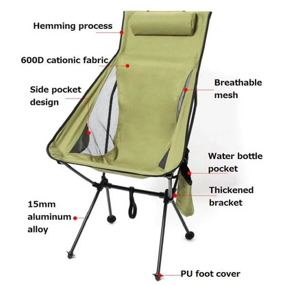 New Upgraded Outdoor Folding Chair Widened Outdoor Folding Chair Portable Leisure Sketching Beach Camping Fishing Aluminum Alloy