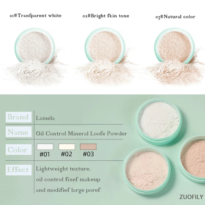 3 Colors Makeup Loose Powder Transparent Natural Face Finishing Powder Professional Oil-control Waterproof Matte Setting Powder