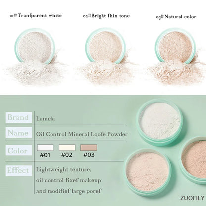 3 Colors Makeup Loose Powder Transparent Natural Face Finishing Powder Professional Oil-control Waterproof Matte Setting Powder