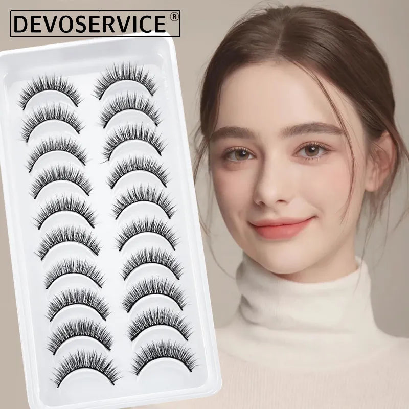 DEVOSERVICE Lashes 6/10pairs Natural Short False Eyelashes 3D Mink Lashes Extensions False Eyelashes Faux Cils Makeup Wholesale