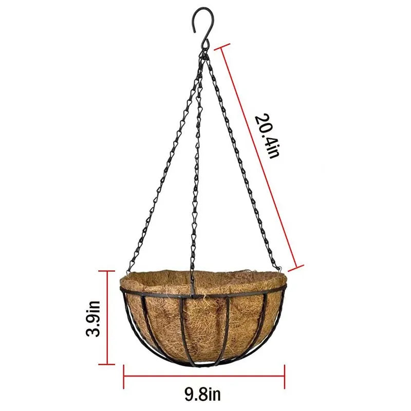 Metal Hanging Basket For Plants Flower Garden Pot Planters 8/10 Inch Round Wire Plant Holder Pots For Home Balcony Decoration