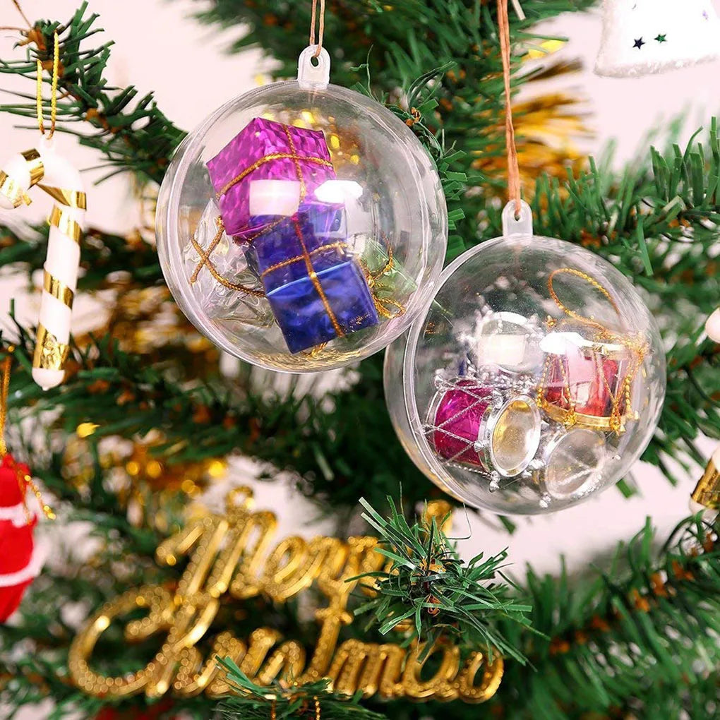 10pcs 4/5/6/8cm Transparent Ball Open Plastic Clear Bauble Ornament Christmas Party Hanging Pendant Gift Package Supplies