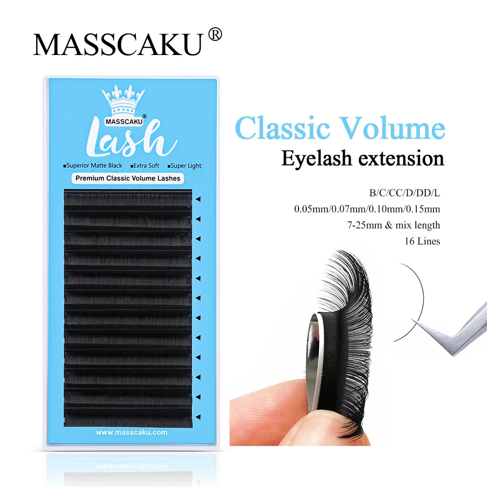 MASSCAKU Matte Natural Individual Super Soft Faux Mink Classic Lashes Extensions Makeup Maquiagem Cilios