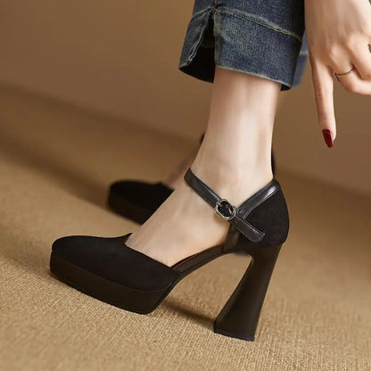 Women's Summer Footwear Stripper Shoes for Woman 2023 Sandals Evening Platform Pointed Toe Super High Heel Block Chunky Heels 39