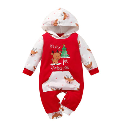 Baby Girls Boys Christmas Romper Newborn Red Cartoon Jumpsuit Kids Christmas Pajamas Jumper 0-3Yrs 2022 New Arrive