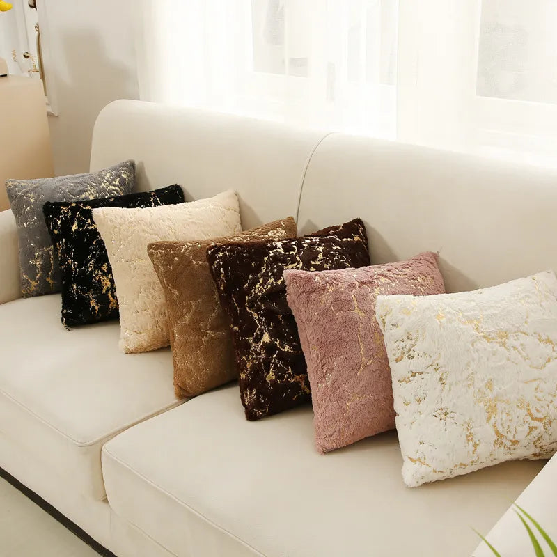 43X43CM Soft Short Plush Marbling Pillow Case Decorative Sofa Cushion Cover Nordic Luxury Pillow Cover Home Living Room Decor