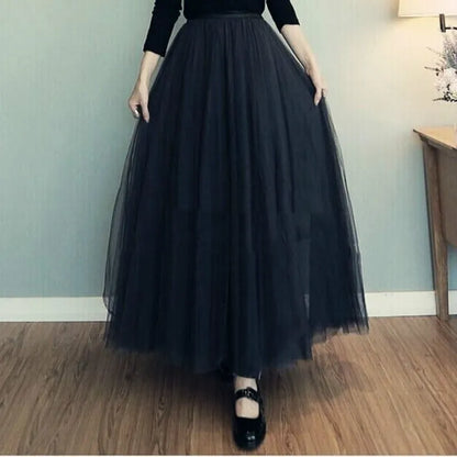 Half Length Skirt Spring and Autumn Three-layer Mesh Skirt Pettiskirt Long Princess Skirt Large Swing Skirt