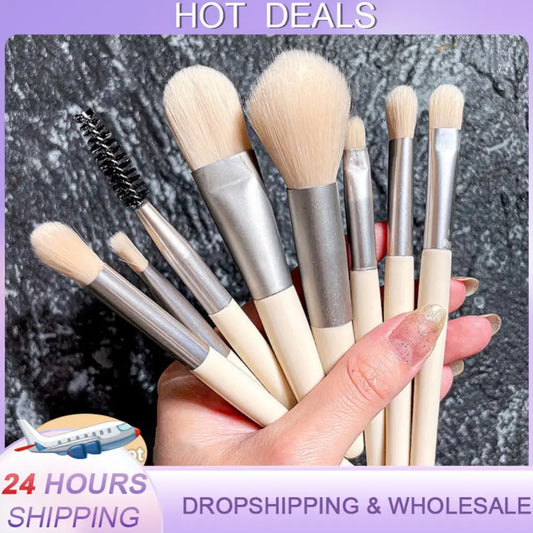 8 Pcs Macaron Makeup Brushes Double Head Eyebrow Eyelash Brush Spiral Brush Oblique Angle Eye Makeup Brushes Makeup Beauty Tools