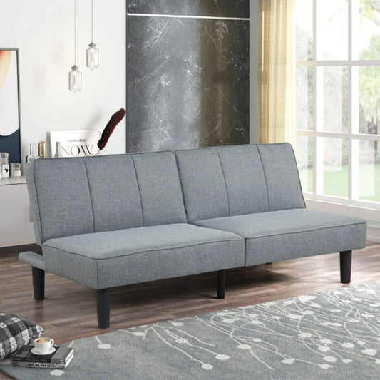 Mainstays Studio Futon Gray Linen Upholstery Folding Sofa Bed