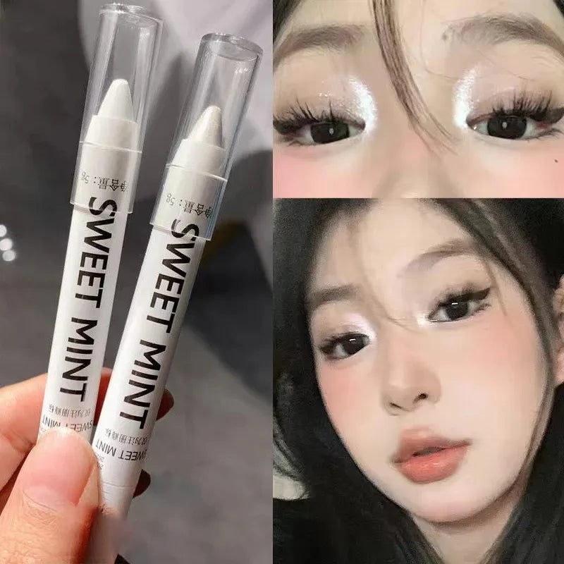 White Eyeliner Glitter Eyeshadow Stick Eyeliner Pen Matte Shiny Black Blue Green Silver Eye Liner Pen Makeup Brighten Silkworm