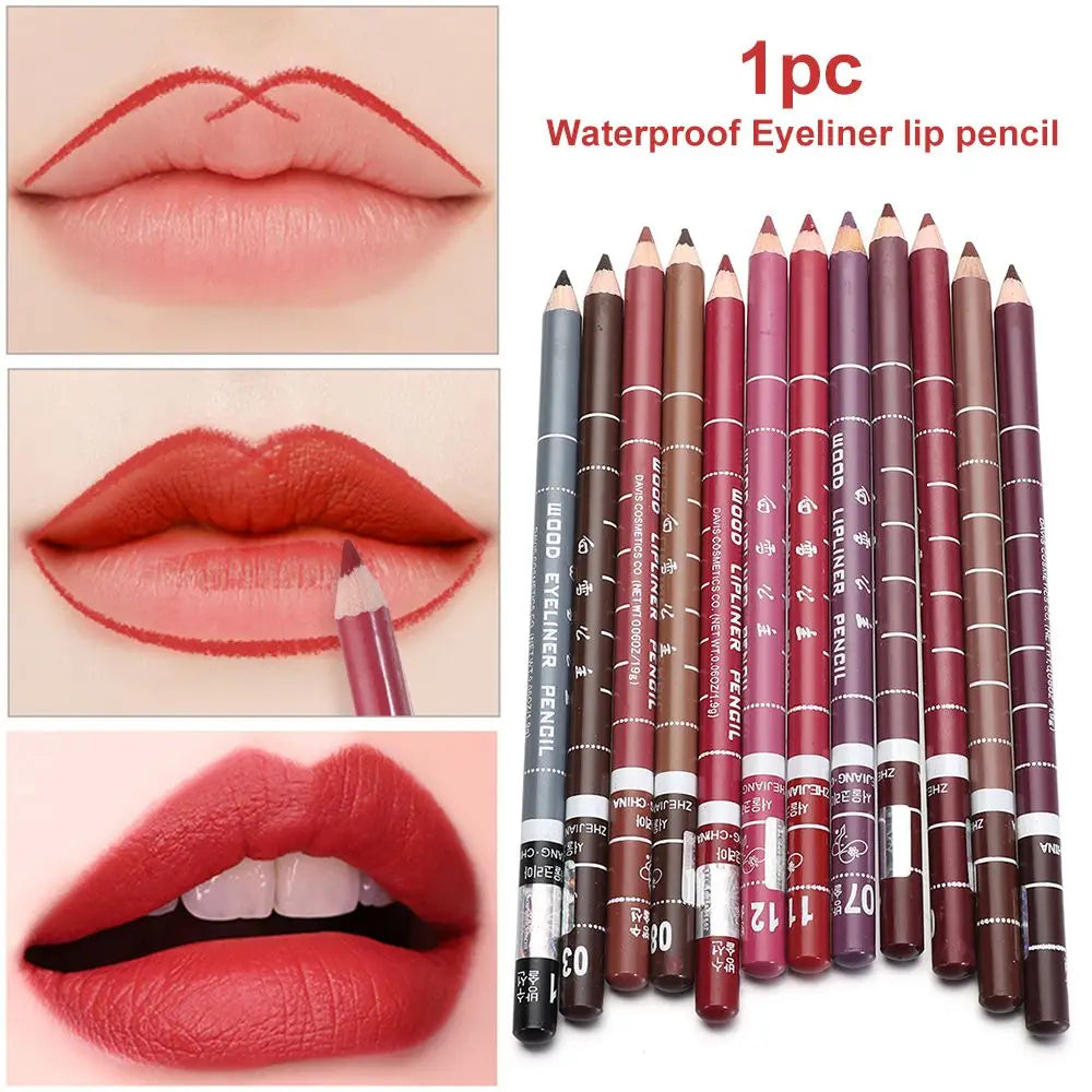 1PC Wood Lip liner Waterproof Lady Charming Lip Liner Soft Pencil Makeup Women's Long Lasting Professional Cosmetic Tool